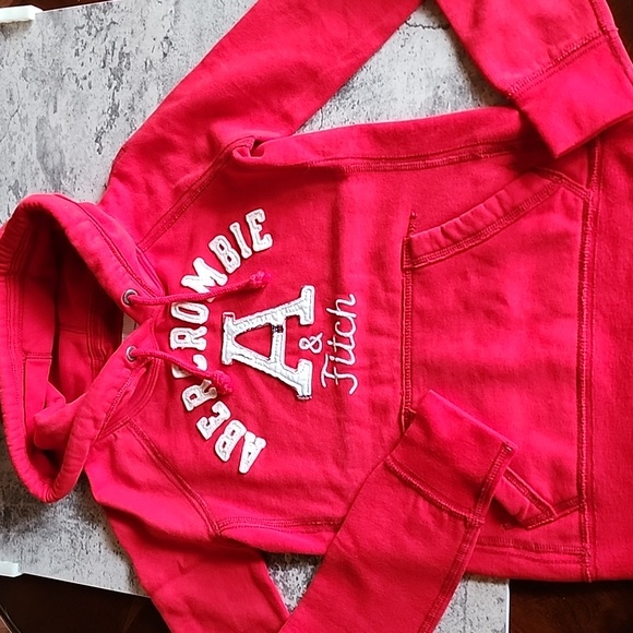 Abercrombie & Fitch pop over red hoodie sweatshirt xs size vintage - Picture 7 of 16